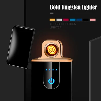 

Newest USB Rechargeable Lighter Touch Screen Sensor Cigarette Lighter Tungsten Windproof Flameless Premium Lighter