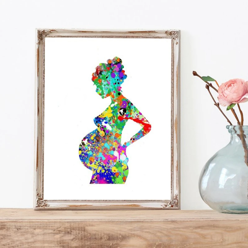 Картина на холсте для беременных женщин, доктор акушерский подарок, эмбрион развития акварелью арт, постер, принт, Настенный декор