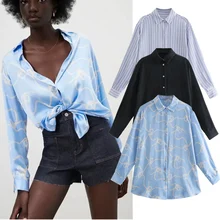 

Withered Autumn Blouse Women England Style Fashion Satin Loose Casual Print Blusas Mujer De Moda 2021Shirt Women Blouse And Tops
