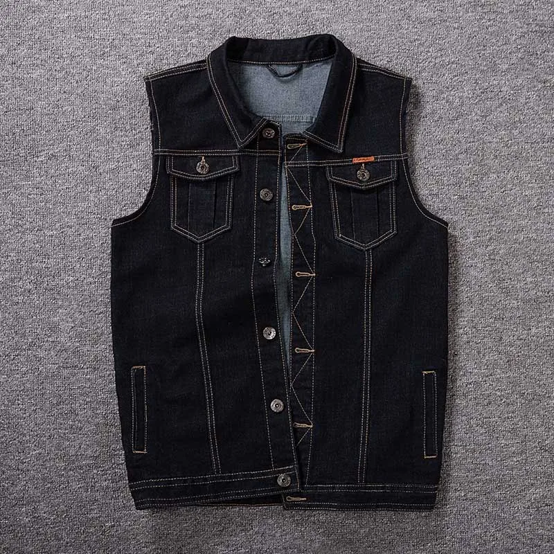 KIOVNO Fashion Men Casual Denim Vest Solid Color Loose Waistcoats For Male Sleeves Jeans Jackets Plus Size M-8XL  (7)