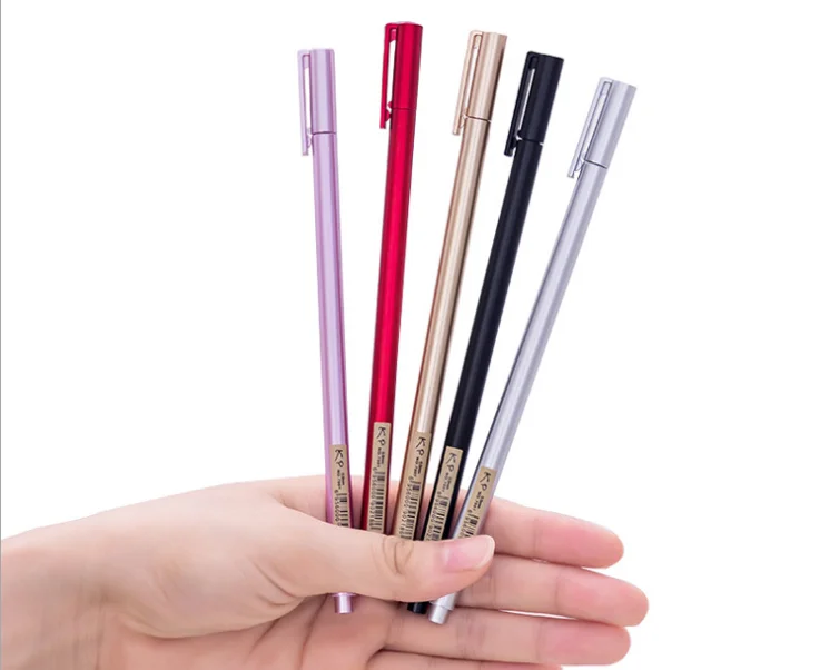 100pcs/Lot Gel Pen Wholesale Creative Metal Feel Neutral Pen 0.5mm Sarbon Black Student Office Writing Supplies GP779