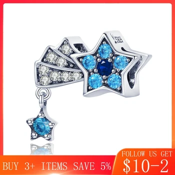 

CodeMonkey 925 Sterling Silver Crystal CZ Shimmering Sky Star Beads Charm fit Original Charm Bracelet DIY Jewelry Making C912