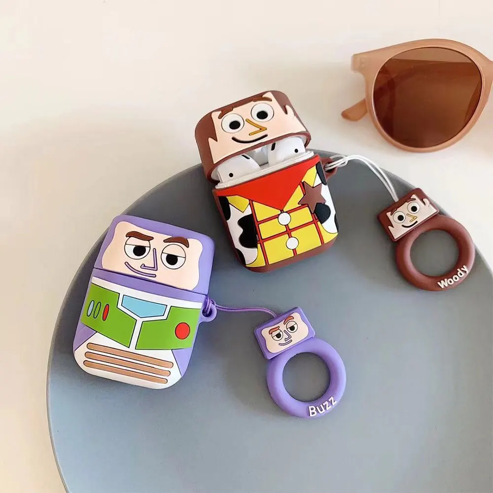 Милая история игрушек мультфильма древесный Базз Лайтер корпусы гарнитурные для Apple Airpods 1/2 силиконовый защитный чехол для наушников Аксессуары