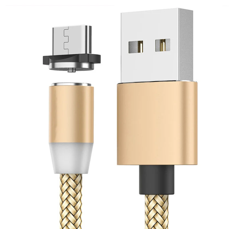Магнитный Micro USB кабель Быстрая зарядка кабели для мобильных телефонов кабель для зарядного устройства кабель типа C магнит для iPhone usb зарядный провод - Цвет: Gold Micro usb