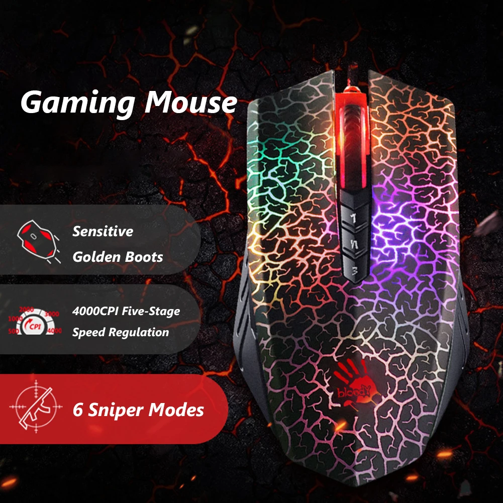Usb Optical Gaming Mouse For Bloody A70 A90 4000dpi Colorful Glare Wired  Gaming Mice Professional Gamer Mouce For Pc Laptop - Mouse - AliExpress