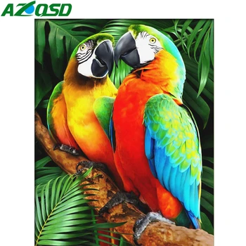 

AZQSD Painting By Numbers Parrot Arcylic Coloring By Numbers Oil Painting Birds Hand Paint Kit Canvas Unframed Decoration