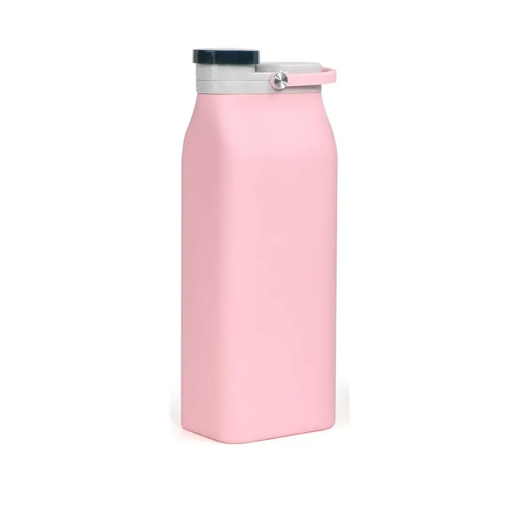 Розовый 600ML Portable Milk Bottle with Lid Collapsible Drinking Water Bottle Large Capacity Outdoor Silicone Folding Water Bottle - Цвет: Розовый