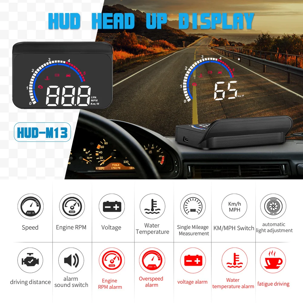OHANEE M13 HUD OBD2   ÷, ڵ MPH ڵ   HUD   