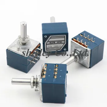 

10K 20K 50K 100K 250KA 500KA X2 round handle Japan ALPS RK27 Double stereo potentiometer Knurled Shaft RK27 Rotary switch 6pin