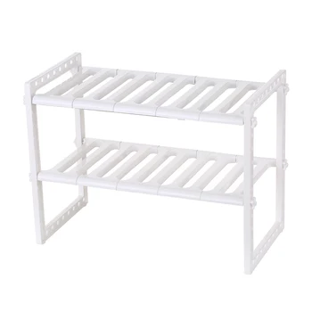 

Multifunctional Under Sink 2-Tier Expandable Stainless Steel Kitchen Storage Rack Shelf Storage Organizer Adjustable Sink Rack