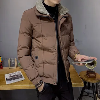 

2019 UYUK New Winter Lamb Collar Style Fashion Casual Youth Trend Cotton-padded Clothes Men Slim Homme Coat Masculino