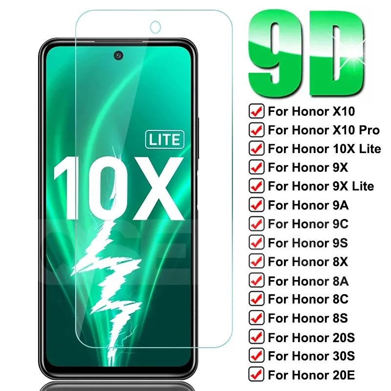 Защитное стекло 9D для Honor 10X 9X Lite X10 9A 9C 9S 8X 8A 8C 8S 20S 30S 20E 30i 20i 10i закаленное | Мобильные