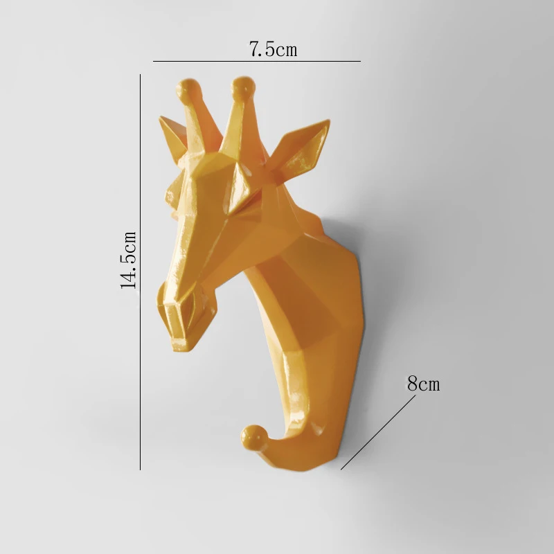Новые креативные декоративные крючки в виде головы оленя, крючки на стену, пальто, кепки, крючок, подвесной держатель для ключей, настенные украшения для дома, аксессуары Haken - Цвет: yellow Giraffe