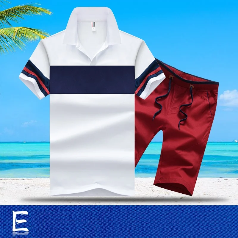 AZ-1812 E Aismz мужской спортивный костюм Moletom Masculino, комплект спортивных костюмов, Брендовые костюмы для поло, летний топ и шорты, модный мужской комплект из 2 предметов, футболка и шорты - Цвет: AZ-1812 E