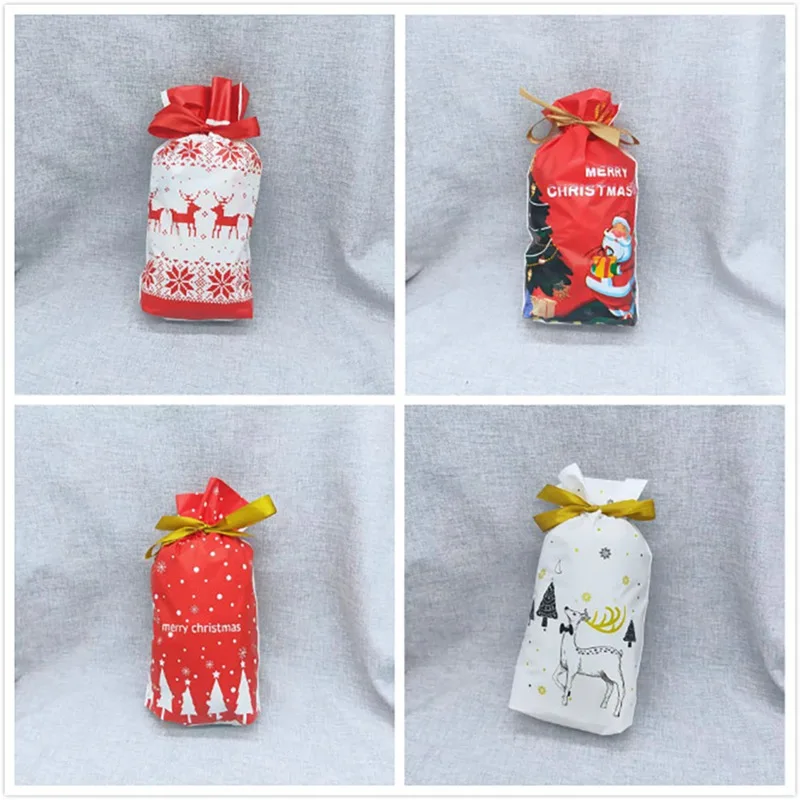 50 Pcs Christmas Candy Bags Cute Santa Gift Bag Pocket Sweet Candy Biscuit Gift Bag