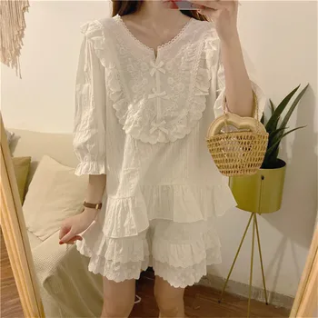 

2020 New korean Style Two-piece Suit Women Pajamas Short Panst Suits Minimalist Loose Home Clothes Casual Sleepwear