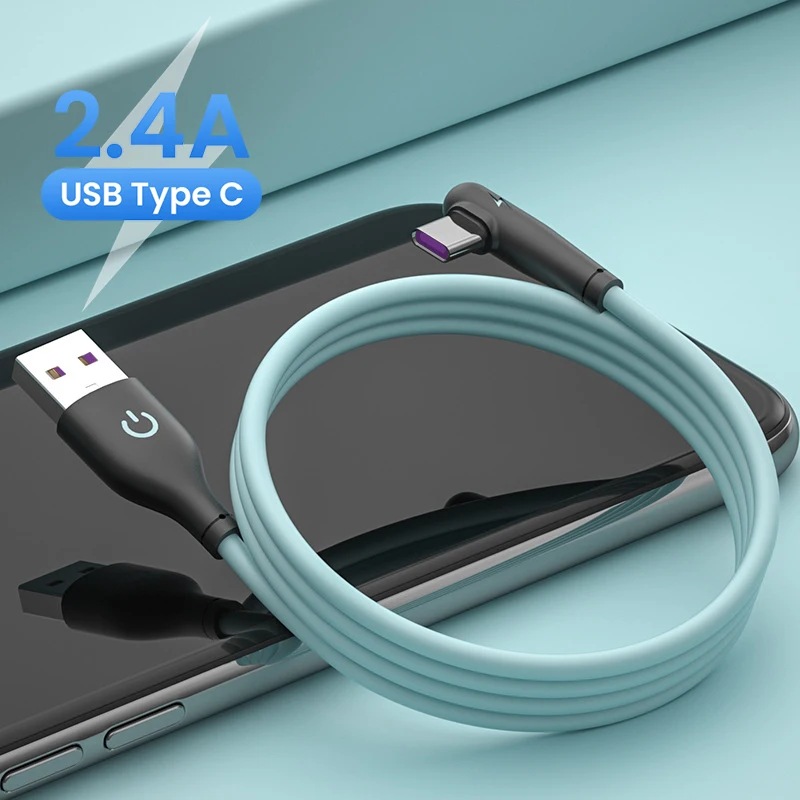 Кабель USB C 90 градусов для быстрой зарядки кабель Type 2 4 А Xiaomi Mi 8 Samsung Galaxy S10 Plus