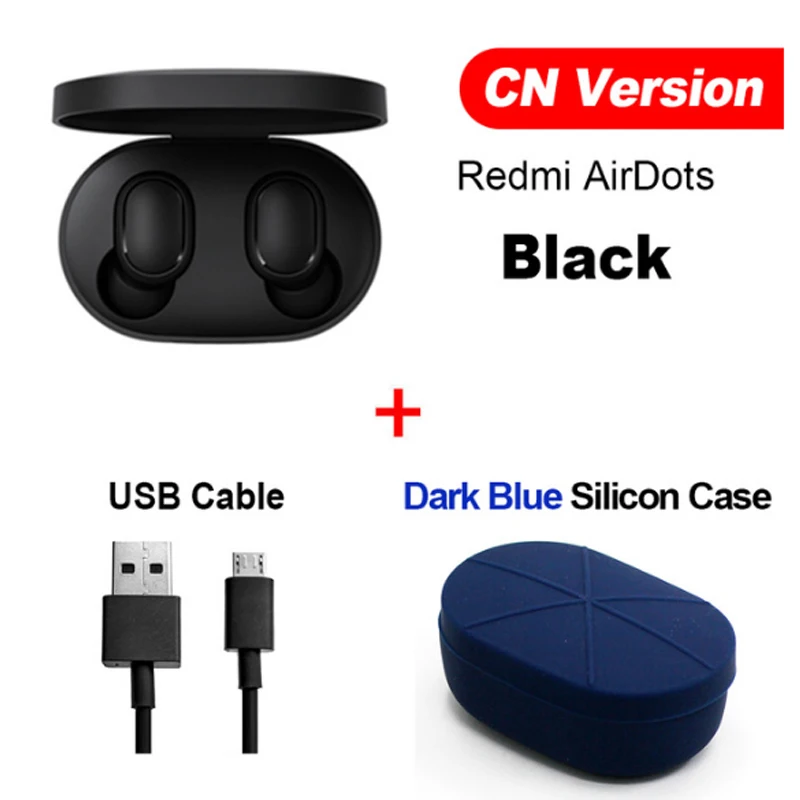 Xiaomi Redmi Airdots Xiaomi TWS беспроводные наушники Handsfree Голосовое управление Bluetooth 5,0 шумоподавление управление - Цвет: CN Cable Dark B Case