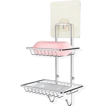 

Perforation - free double-layer sucker soap creative wall hanging soap rack drain soap box toilet rack soap holder LM01211354