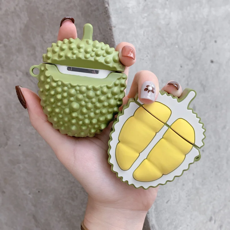 Avocado Durian Fruit беспроводные bluetooth наушники чехол для Apple Airpods силиконовые наушники Чехлы для Airpods 2 защитный чехол