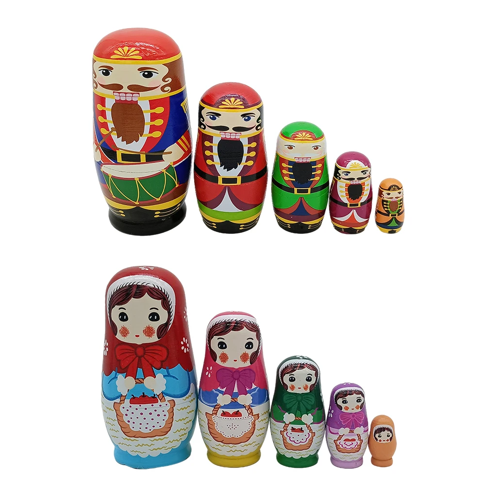 Green Accessories 5 Packs Wooden Russian Nesting Dolls* for Youth Gifts 