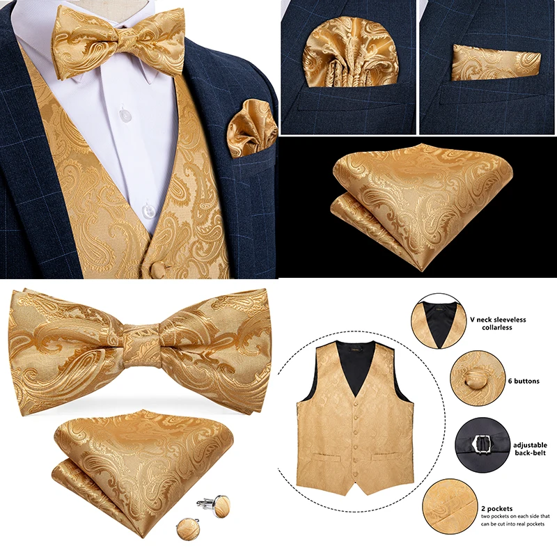 Мужской классический жаккардовый жилет серебристого золотистого темно синего