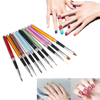 

Professional 10Pcs Nail Art Design Polish Brush Pen Set Nylon UV Gel Painting Tool Nail Print Brush Decoration Kit