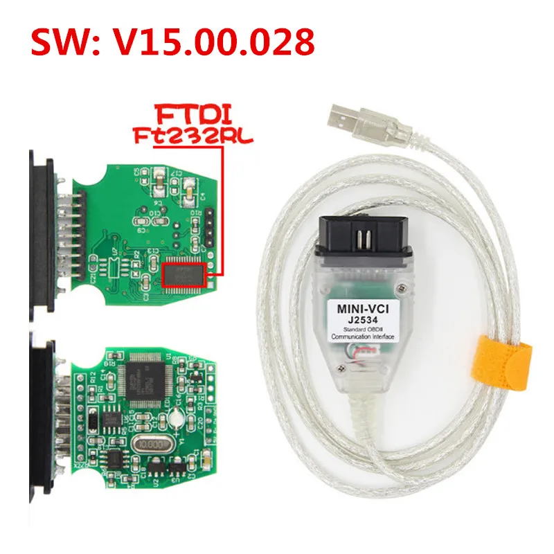 MINI VCI J2534 V15.00.028 FT232RL / FT232RQ Chip for TOYOTA OBDII Diagnostic Tool |