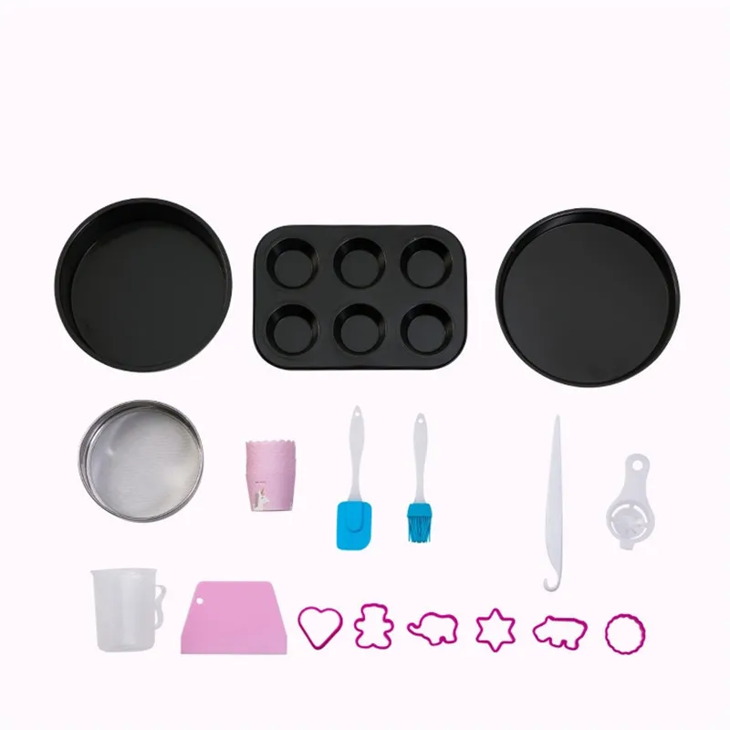 

13 Pcs Baking Set Novice Getting Started Bake Mold Set Homemade 8.7 Inch Cake Mould 6-hole 9.1 Inch Pizza Tray Silicone Scraper