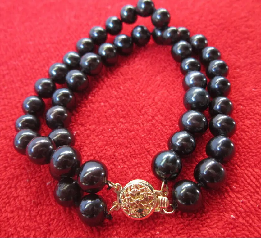 

CHARMING 9-10MM AAA TAHITIAN BLACK NATURAL PEARL BRACELET 7.5-8