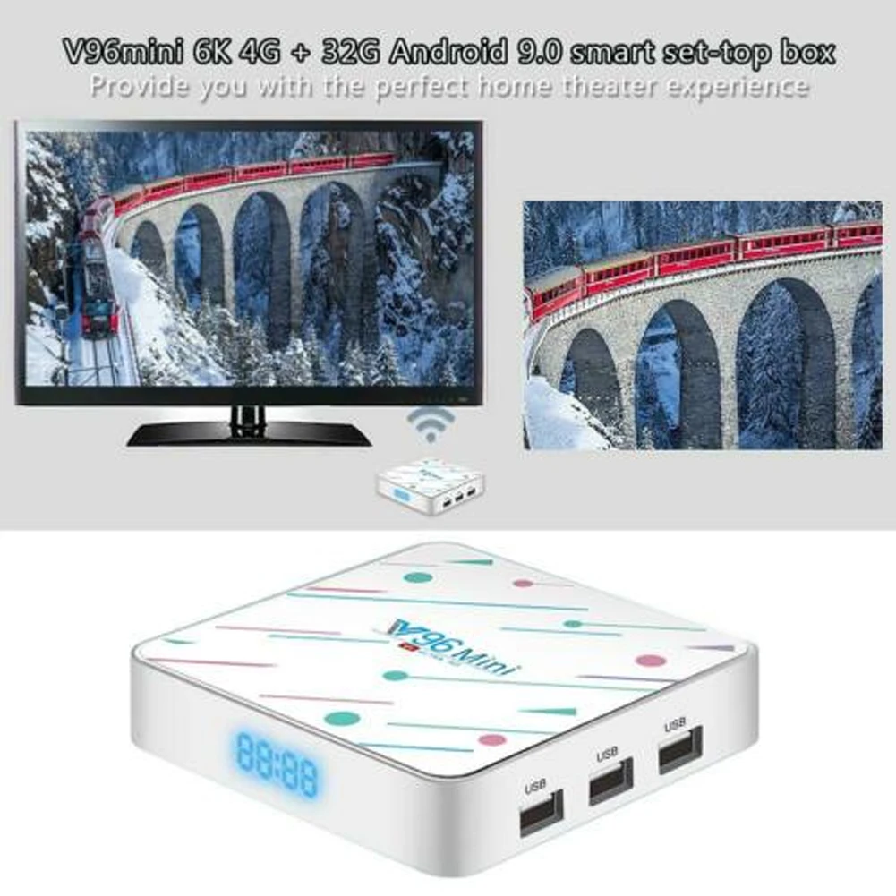 V96 6K Android 9,0 Smart tv телеприставка 4G+ 32/64/128G WiFi BT tv Box медиаплеер US/UK/EU/AUPlug