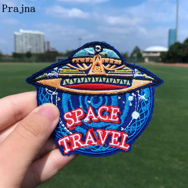 

Prajna UFO Space Iron On Embroidered Patches For Clothing Stripes On Clothes Accessory DIY Alien Patches Badges On Jacket Decor