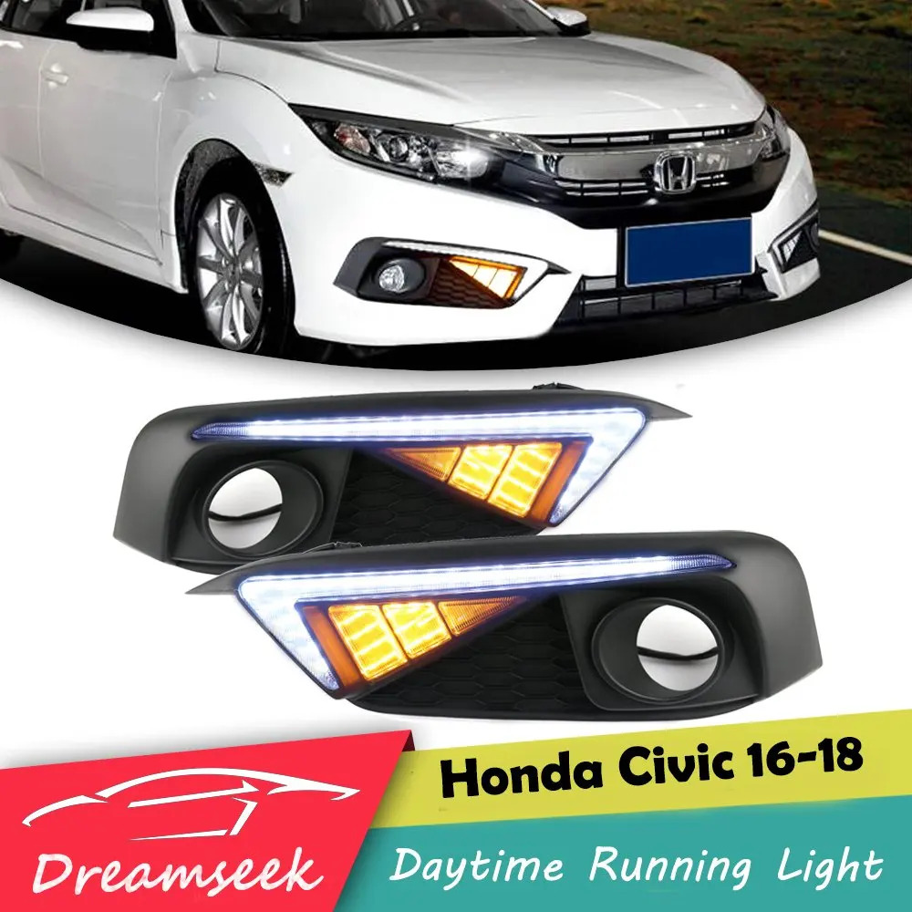LED DRL Luz de Nevoeiro para Honda Civic Sedan 2016 2017 2018 Daytime