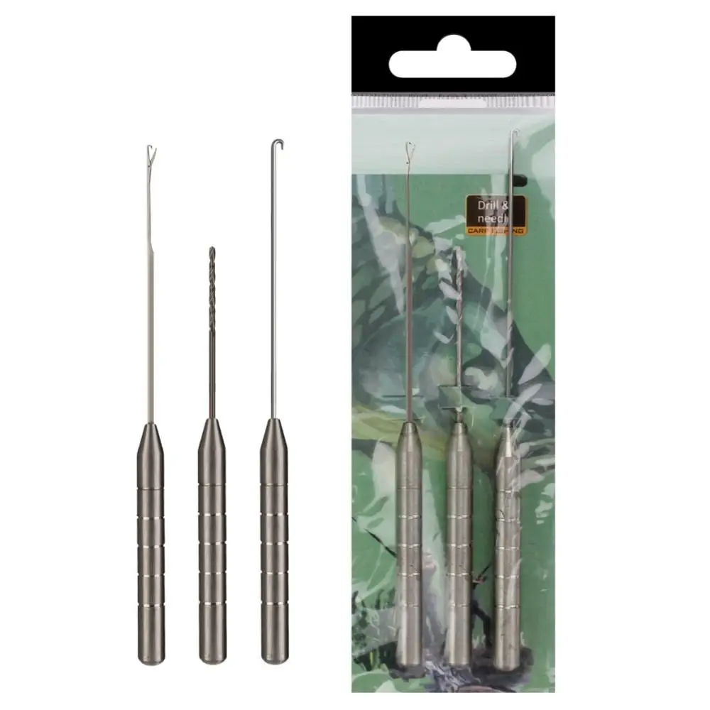 

3-in-1 Carp Fishing Rigging Bait Needle Kit Bait Drill Stringer Needle With Non-slip Aluminum Alloy Handle Parapet Tools