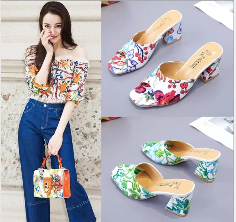 Classic Print Leisure High heels Women's Shoes Summer Shoes Women Sandals Color matching Shoelaces High Heels Casual Shoes