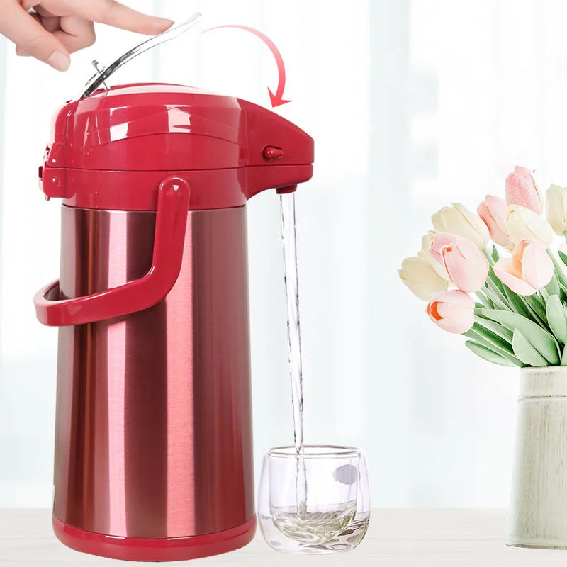 Pneumatic Stainless Steel Thermos Boiling Water Bottle Glass Liner