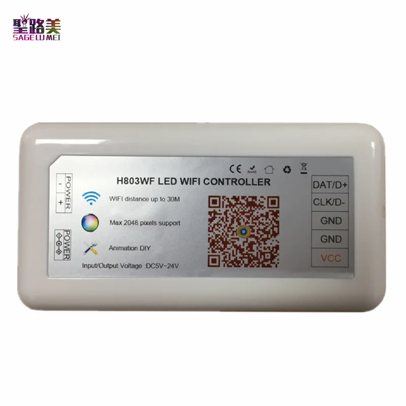 

DC5V-24V H803 LED Pixel WiFi Controller 2048 Pixels Support ArtNet Remote Control work with TM1812 WS2811 WS2812 LDP6803 DMX512