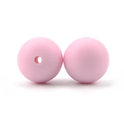 Set of 100 Round Silicone Beads - 15mm, Food Grade, BPA - Free, for DIY Jewelry and Crafting Accessories (Light pink)