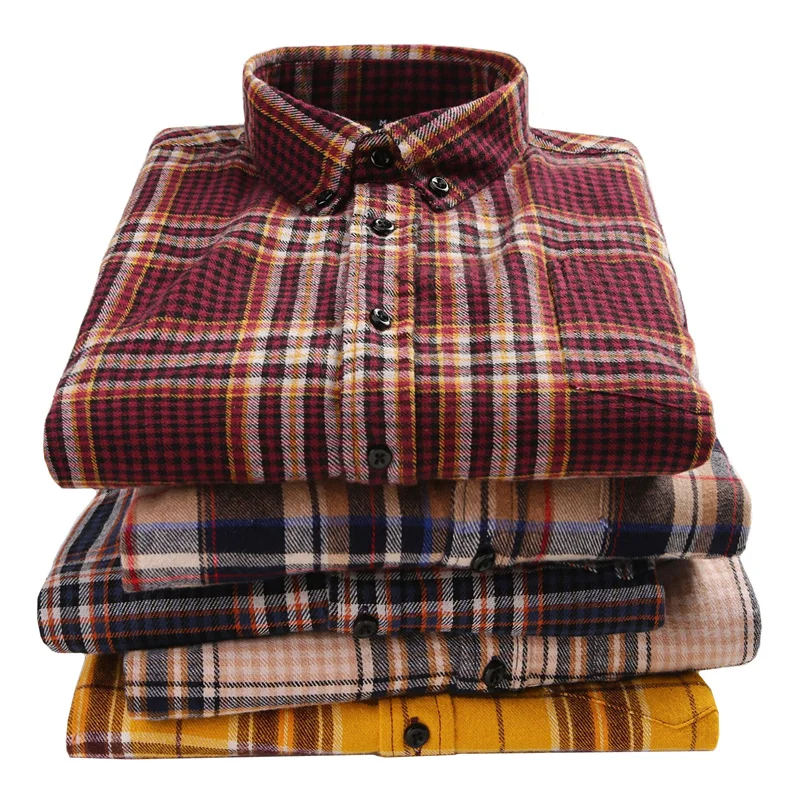 Goede Hoge Kwaliteit mannen Mode Plaid Lange Mouwen Flanel 100% Katoen Zachte Mannelijke Sociale Slim Fit Shirts Anti  krimp Ontwerp
