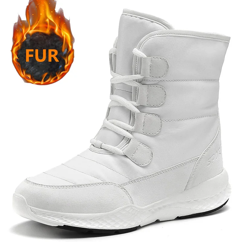 

2019Women Boots Waterproof Winter Shoes Women Snow Boots Platform Keep Warm Ankle Winter Boots With Thick Fur Heels Botas Mujer