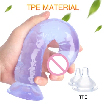 Jelly Dildo Penis TPE Transparent Dildos Strapon For Women Masturbator Lesbians Adults Only Toys Suction Cup Penis Cock Sex Shop 4