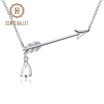 

GEM'S BALLET 0.82Ct Natural White Crystal Pendant Necklace 925 Sterling Silver Handmade Arrowhead Necklace For Women Jewelry