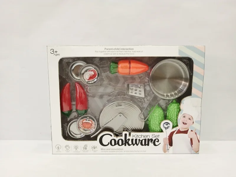 

Children Stainless Steel Model Kitchen Play House Toys GIRL'S And BOY'S Cooking Cook Tableware Kitchenware Packaged Combination