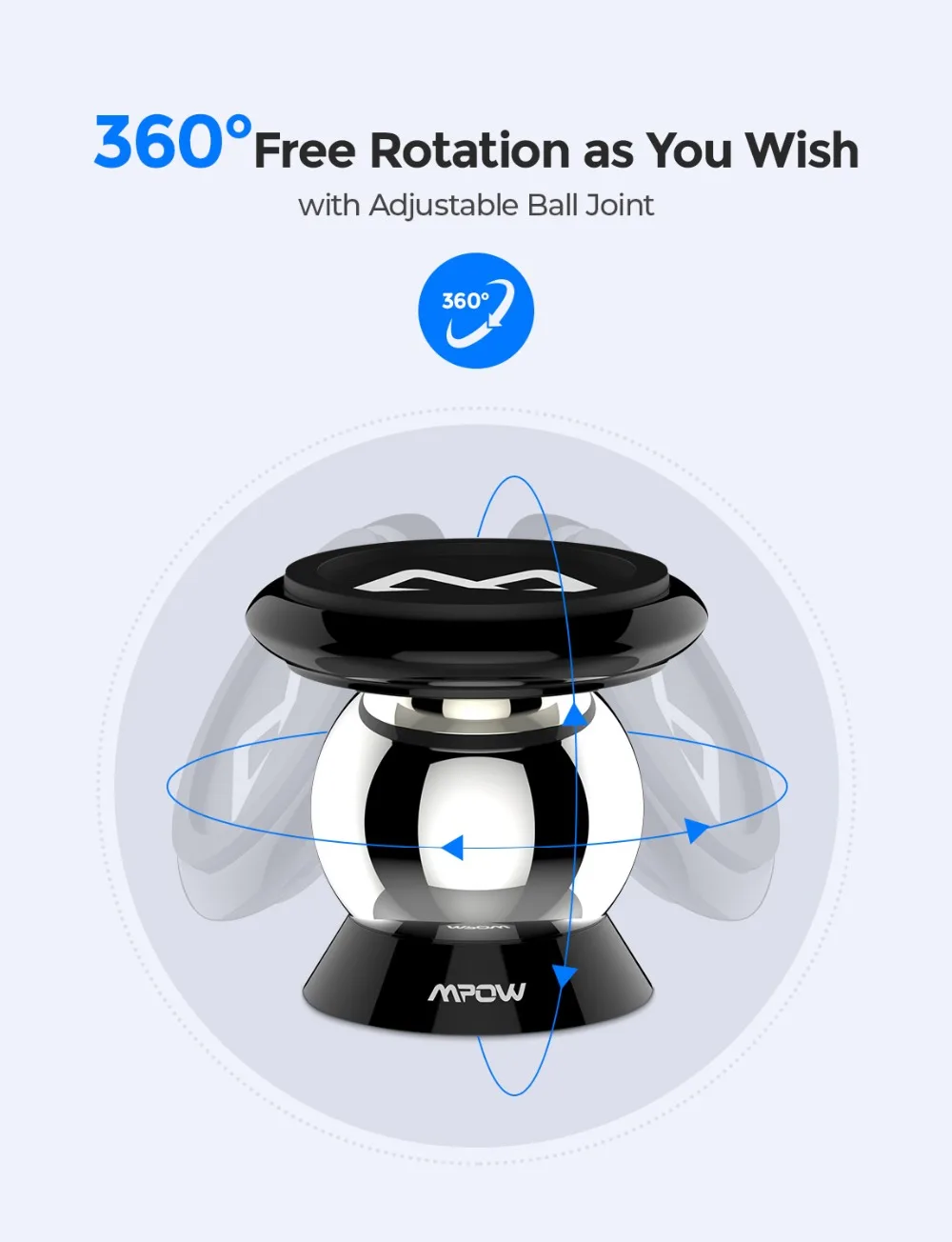 Mpow MCM18 Magnetic Car Phone Holder Universal Car Mount Holder Max Bearing Capacity 250g Phone Holder For iPhone X 876 Plus (5)