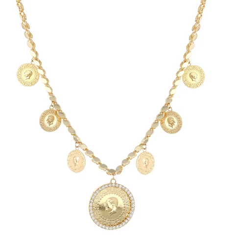 Fashion Personality Coin Lady Charm Gold Pendant Necklace Event Bridal Jewelry Wedding Gift Accessories Wholesale