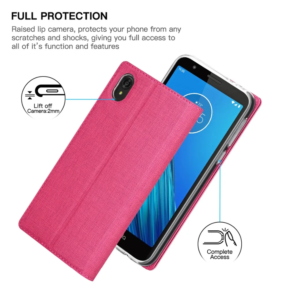 Для Motorola Moto E6 Чехол Кожаный Фолиант раскрывающийся чехол с подставкой и кредитными слотами для Moto E6