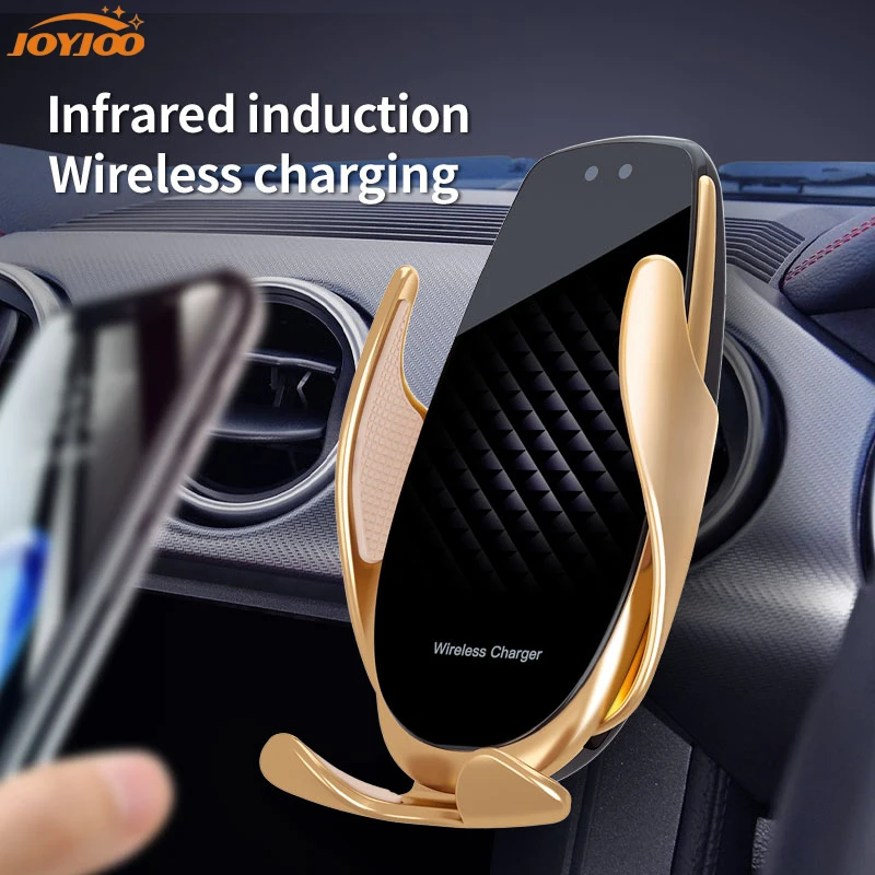 Cargador de coche inalámbrico Qi, soporte de teléfono para iPhone 11 Pro Max/XR/Xs/8, base de montaje de carga rápida mejorada para Huawei, autosujeción