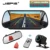 JIEPIE 7 inch Reversing camera monitor kit, Car Rear View Parking White Mirror Monitor with Night Vision Rear view camera