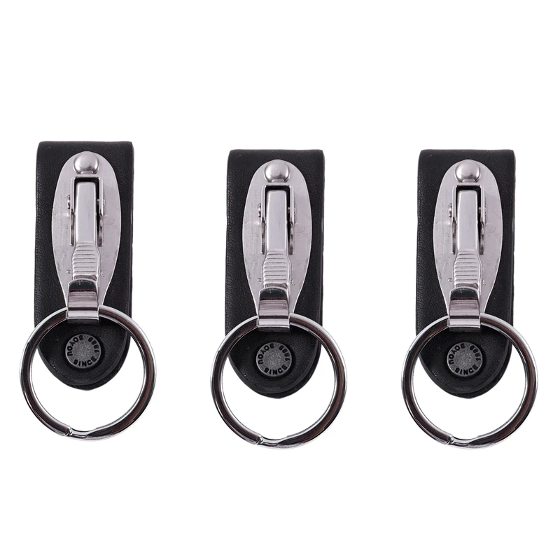 3X Stainless Steel Keyring Design Faux Leather Belt Loop Key Chain | Украшения и аксессуары