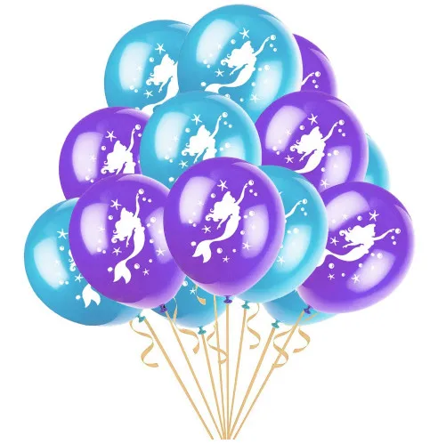 10pcs balloons Украшения на день рождения Русалочка бумажные тарелки стаканчики соломенная одноразовая посуда для детей вечерние аксессуары для девочек предметы для украшений - Цвет: 10pcs balloons